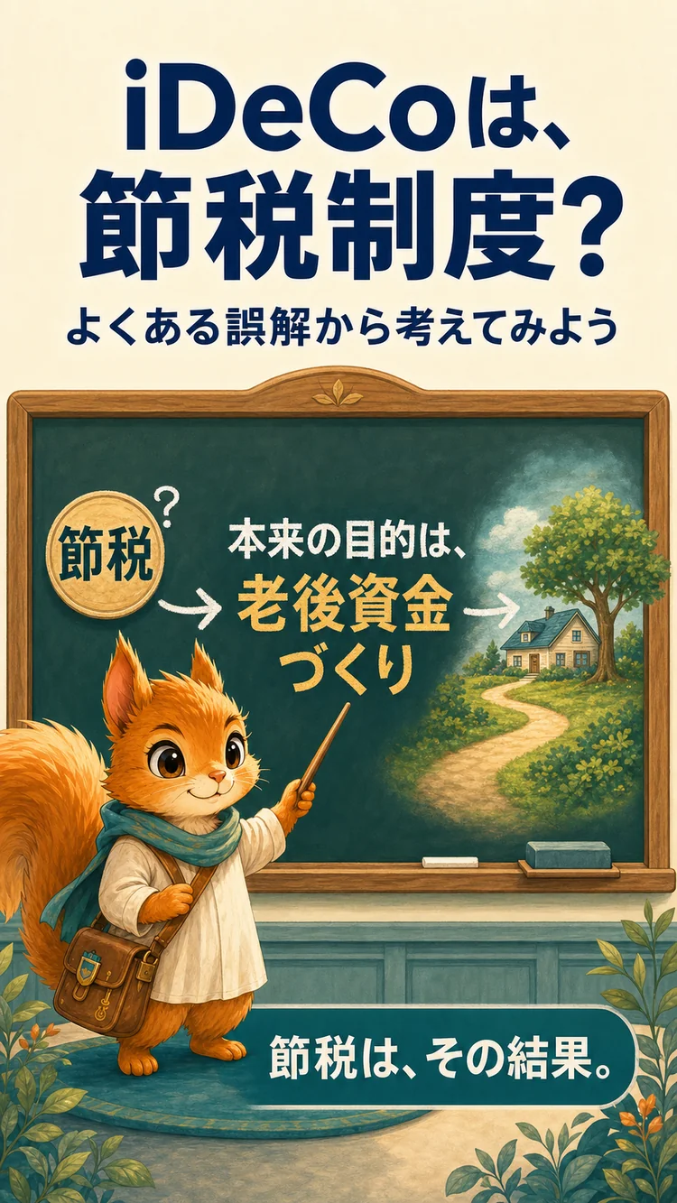 節税だけを目的にせず、老後資金づくりからiDeCoを考える図